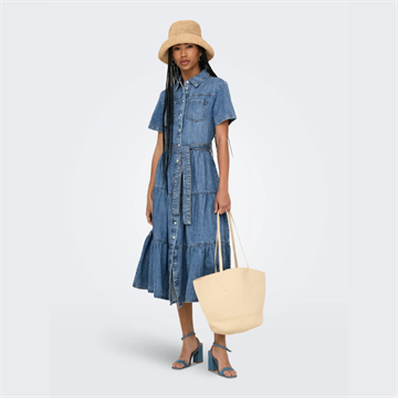 ONLY ALIYAH S/S LAYER DNM DRESS MEDIUM BLUE DENIM - 15326075